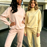 Ensemble de survêtement décontracté pour femme, personnalisé, en molleton brodé, coupe oversize, avec sweat-shirt et pantalon de survêtement à coupe ample, couleur unie