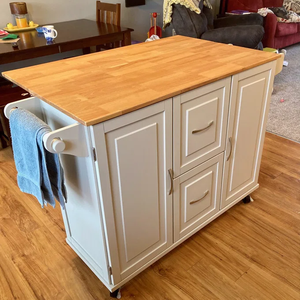 Îlot <span class=keywords><strong>de</strong></span> <span class=keywords><strong>cuisine</strong></span> moderne en bois sur roulettes avec grand rangement, table mobile portable avec plateau en bois massif pour la <span class=keywords><strong>cuisine</strong></span> - Product Image 4