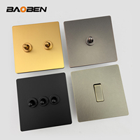 BAOBEN 86 Model British Standard Frosted Matte Black Wall-mounted Concealed Socket Cocok untuk Penggunaan Rumah Tangga