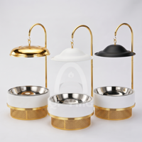 Plat de service en acier inoxydable 8L or, blanc, noir avec couvercle suspendu pour buffet, hôtel, mariage, traiteur
