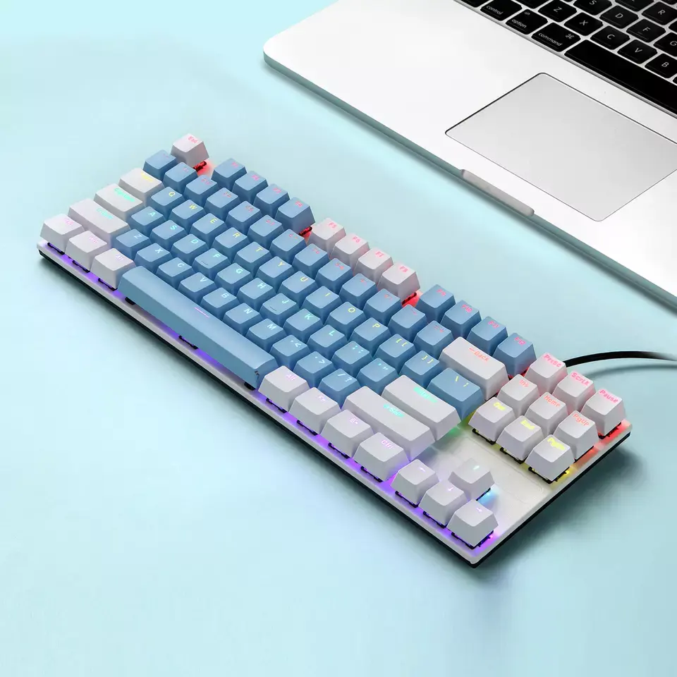 Custom 87 Keys Ergonomic TKL Keyboard Hotswap Backlight Computer Wired Gaming Mechanical Keyboard RGB for Desktop PC USB
