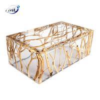 Table basse en résine époxy transparente ML Platinum Crystal Art, durable, style européen moderne, couleur personnalisée, meubles de salon, OEM/ODM