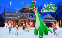 Dinosaure géant gonflable de Noël de 13 pieds, écologique, lumineux, imperméable, décorations extérieures pour la cour, le jardin, les fêtes