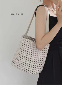 Tendances de la mode féminine, <span class=keywords><strong>sacs</strong></span> à main décontractés en tissu tissé à la main, couleur estivale, avec fermeture à cordon, sac élégant pour les vacances, pour la plage - Product Image 3