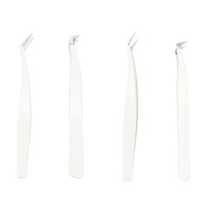 Pinzas para pestañas postizas de acero inoxidable, color crema, rizador de pestañas, pinzas rizadoras de alta precisión para extensión de pestañas con - Product Image 3