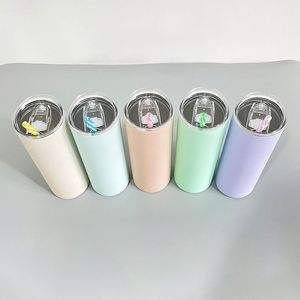 Skinny Matte Straight 20Oz Stainless Steel Double Wall Blank Sublimation Tumbler With Straw - Product Image 3
