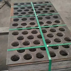Pelat logam jala baja tahan karat lubang bulat tebal dengan 60 derajat jaring layar pukulan selang-seling