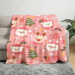 Couverture en flanelle à motifs de personnages de Noël, couverture de sieste, couverture chaude d'hiver, décoration de fête, réversible, confortable et chaude pour la maison, le bureau et la sieste - Product Image 5