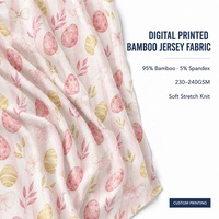 Tissu en bambou OEM à motif de Pâques pour vêtements de sport, tissu doux et respirant en bambou et élasthanne pour pyjamas, vente en gros