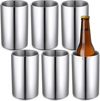 Enfriador de Vino de Acero Inoxidable de Doble Pared, Hecho a Mano, Diseño Personalizado, Estilo Industrial, Capacidad de 750 ml