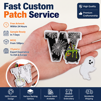 Parche Termoadhesivo Bordado Personalizado con Letra W, Diseño de Telaraña de Halloween, Insignia con Logotipo para Ropa Urbana, Chaquetas y Prendas