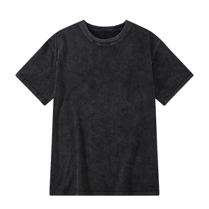 Vintage Washed Regular Fit Solid <b>Black</b> T <b>Shirt</b> Heavyweight Cotton Men Streetwear Blank Tee Premium Quality Unisex Top OEM Custom - Product Image 2