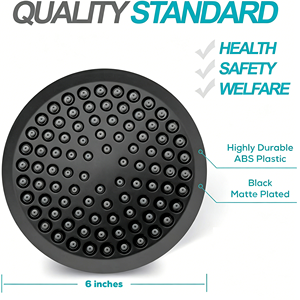 Cabezal <span class=keywords><strong>de</strong></span> Ducha <span class=keywords><strong>de</strong></span> Lluvia <span class=keywords><strong>de</strong></span> 6 Pulgadas <span class=keywords><strong>en</strong></span> ABS + Cromo/Negro Mate con Junta Giratoria <span class=keywords><strong>de</strong></span> Latón, 360° °   Instalación sin Herramientas con Rotación para Baños Pequeños - Product Image 2