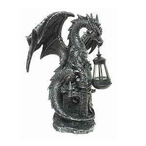 Poliresina Fibra de vidrio Dark Beacon Dragon Guardian of <span class=keywords><strong>Styx</strong></span> Castle Gate Estatua con luz LED solar - Product Image 1
