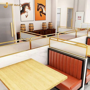 C410 Bespoke Room Divider Luxury Laser Cut Gold Stainless Steel Table Partition Fine Dining Booth Restaurant Dining Seat - Product Image 6