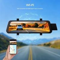 Yifuxin Layar Sentuh IPS 9,66 inci Nirkabel Portabel Carplay Android Auto Dual Dash Cam Depan/Belakang 1080P WiFi Penglihatan Malam