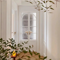 Porte d'entrée moderne en bois de luxe sur mesure, peinte en blanc, à double battant, avec vitrage, pour maisons, qualité supérieure