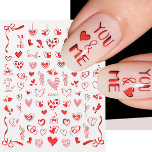 Pegatinas de <span class=keywords><strong>Uñas</strong></span> con Diseño de Labios Rojos Estilo Francés 5D para el Día de San Valentín, Plástico Libre de BPA, No Tóxico, Adhesivo para Arte de <span class=keywords><strong>Uñas</strong></span> DIY - Product Image 2