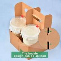 2/4 tasses porte-boissons jetables avec poignée, paquet de 100 porte-boissons en carton kraft 12-30 oz à emporter porte-tasses à café