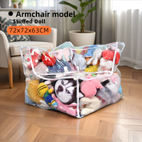 Petit canapé transparent une place pour poupée avec sac de rangement rembourré en peluche douce