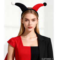 Serre-tête de clown bicolore rouge et noir PESENAR pour Halloween, cosplay, fête costumée et événements à thème carnaval