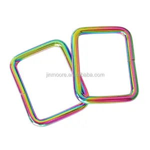 Rainbow Metal Hình Chữ Nhật Vòng Buckles Webbing Dây Đeo Vòng Điều Chỉnh Khóa Vuông