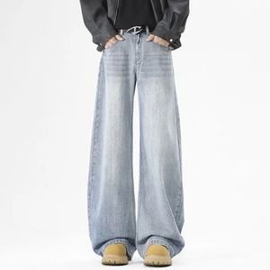 Pantalones Vaqueros Curvos Lavados 2025 para Niños, Estilo Americano de Primavera y Otoño, Pantalones Casuales de Calle, Pantalones Anchos y Holgados - Product Image 1