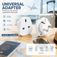 Adaptateur de prise européenne britannique 16A 250V 3500W, convertisseur de voyage universel, PC ABS ignifuge, compact, blanc, 2 ans de garantie