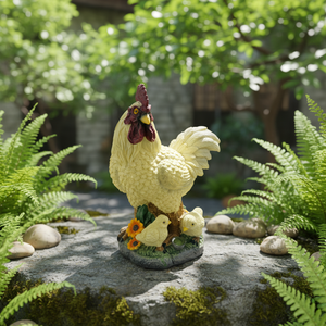 カスタムメイドのソーラーLED樹脂製装飾イースターヘン像、鶏の耐水性ガーデン彫刻 - Product Image 1