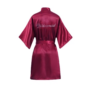 Batas de Novia de Satén Sedoso con Pedrería, para Damas de Honor, Madres del Novio, Batas de Boda, Kimono para Despedida de Soltera, Ropa de Dormir - Product Image 4
