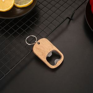 Custom Logo Engraved Names Wood Bottle Opener Keychain Wooden <b>Beer</b> & Bottle Opener with Key Chain for Household Kitchen Use - Product Image 1