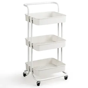 Organizador de <span class=keywords><strong>cesta</strong></span> móvil de <span class=keywords><strong>3</strong></span> niveles, carrito de almacenamiento de utilidad rodante, actualización de ABS, herramienta de estantería con ruedas - Product Image 3