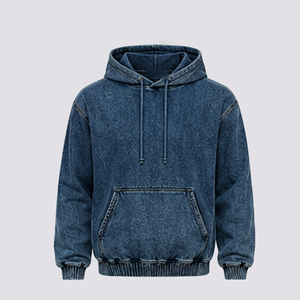 Sweat-shirt à capuche en denim pour homme de qualité supérieure avec poche kangourou - Product Image 1