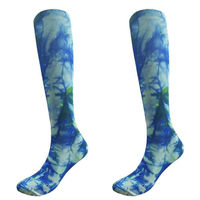 Chaussettes de compression respirantes à la cheville pour femmes, sans couture, multicolores, à motif tie-dye, à sublimation, élastiques