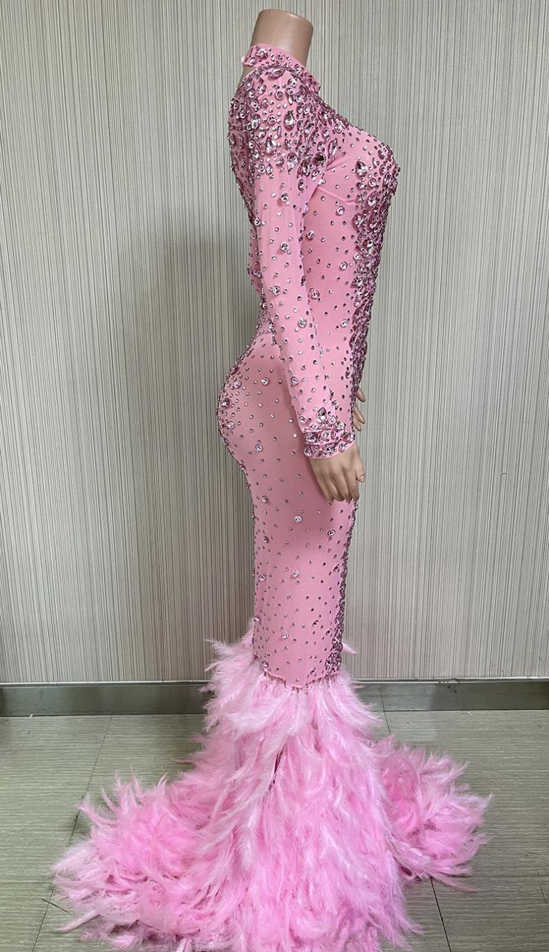 pink feather maternity dress Dusty Pink Maternity Photoshoot Dress Tulle Rose Cape Mermaid Maternity Baby Shower Gown YW250074