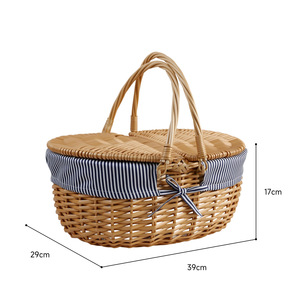 Panier de pique-nique en osier fait main, écologique, vintage, taille king, panier de rangement pour légumes et œufs, panier cadeau - Product Image 6