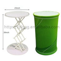 Mesa Promocional Hidráulica Rectangular Plegable Portátil con Logotipo Personalizado Impreso en Tela de Punto Tensado de 260 g/m²