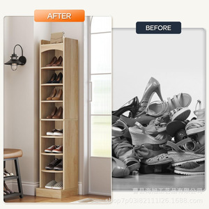 Wooden Entryway <b>Shoe</b> <b>Rack</b> Multi Layer <b>Storage</b> Adjustable Shelving Corner Organizer Natural Wood Color - Product Image 2