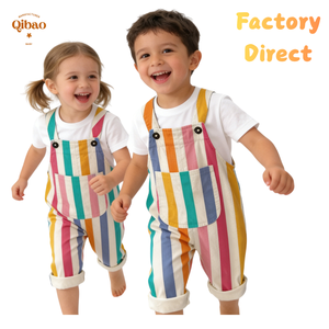 <span class=keywords><strong>Salopette</strong></span> unisexe en coton sergé à rayures arc-en-ciel pour bébé, combinaison à bretelles réglables avec poche, vêtements de jeu personnalisables pour enfants - Product Image 1