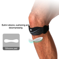 Bande patellaire ajustable avec coussinet en silicone noir et gris pour la course à pied, le basketball et les sports