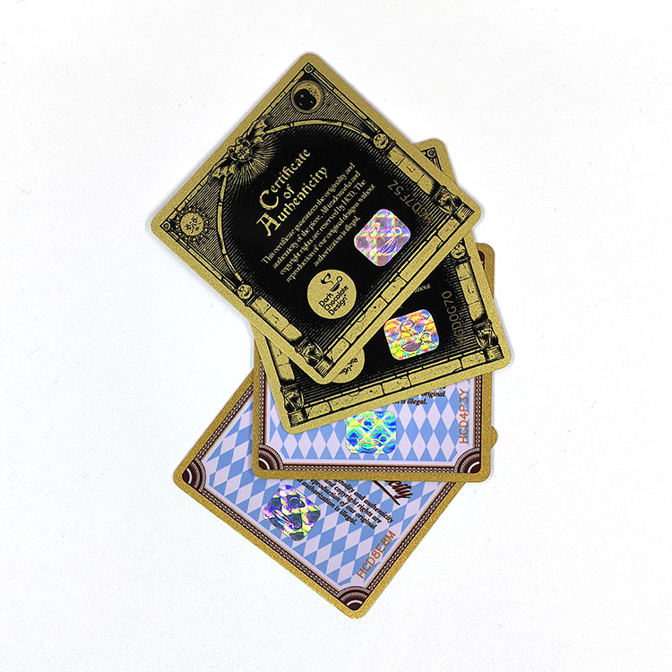 Personal Customized Shape Plastic Authenticity Certificate Warranty Card With Hologram Foil