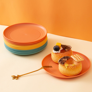 Piatti Rotondi/Rettangolari in Paglia di Grano, Piatti per Insalata e Frutta in Plastica, Infrangibili, Adatti a Microonde e Lavastoviglie per Casa e Ristorante - Product Image 1