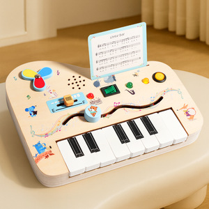 Jouet en bois Montessori pour bébé, piano, circuit, planche d'activités, lumière LED, interrupteur de simulation, éducation précoce du cerveau pour les enfants, garçons et filles - Product Image 3