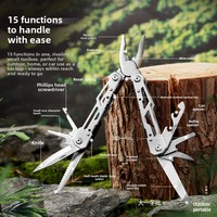 Pince multifonction 15 en 1 pliable en acier inoxydable, coupe-fil, survie, EDC, camping