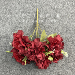 Bouquet de 7 œillets artificiels en soie, décorations de mariage réalistes - Product Image 2