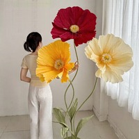 Panneau mural géant en fleurs de papier - Motif coquelicot et pivoine, 1,8m-2,4m sur pied, pour vitrine de magasin