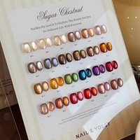 NAIL&YOLLY – Kit de vernis gel œil de chat 24 couleurs Sugar Chestnut, flacon rond, gel UV magnétique, effet transparent brillant Aurore Cat Eye