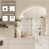 CF Personnaliser Demi Lune Dimmable Anti-Buée Mur Vanité Maquillage Led Bain Miroir Décor Smart LED Salle De Bains Miroir avec Contrôle Tactile