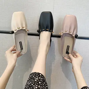 2023 thời trang của phụ nữ đôi giày lười đóng Toe dép phẳng biểu tượng tùy chỉnh giản dị Slip-On dép cho Phụ nữ dép da