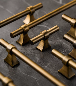 French Solid H59 Brass Antique Brass T bar Trapezoidal Cabinet <strong>Door</strong> Handles Kitchen Handles Cabinets Drawer Wardrobe Pull Handle - Product Image 4